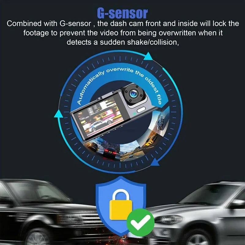 1080P Dual Lens Car Dash Cam – Front and Cabin Recording