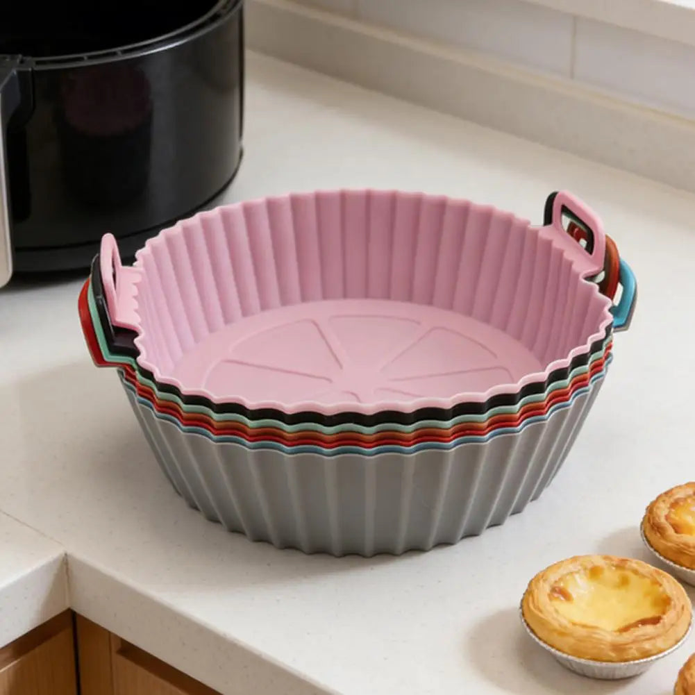 Air Fryer Silicone Liners Air Fryer Silicone Pot Reusable Silicone Air Fryer Liners Food Safe Non Stick Air-Fryer Accessories