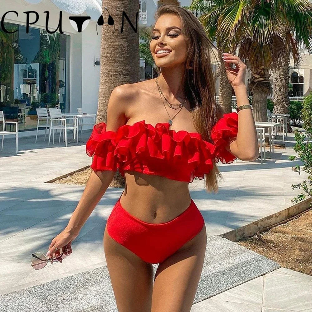 2026 New Sexy White 3D Flower Solid Two Piece Push Up Bikini Set Luxury Swimwear Women Swimsuit Beachwear Summer Bathing Suit