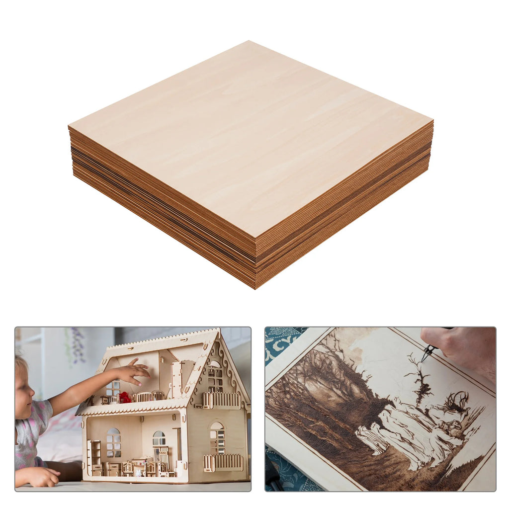 30Pcs Basswood Sheets 3mm Thick, 30x30cm/40x40cm Board for Wood DIY Home Decor, Square Blank Wooden Plywood Panels for Engraving