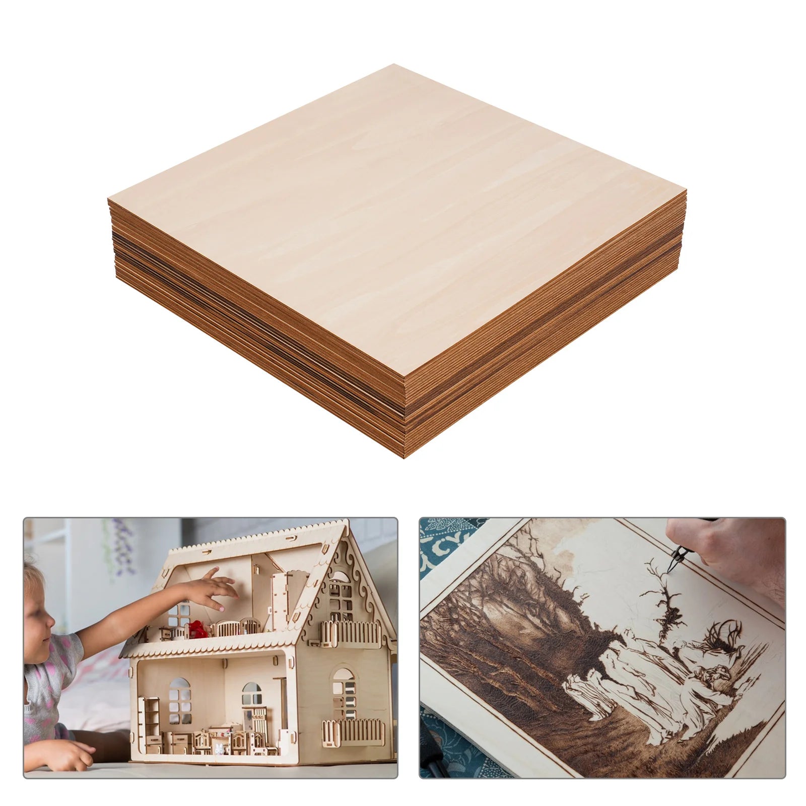 30Pcs Basswood Sheets 3mm Thick, 30x30cm/40x40cm Board for Wood DIY Home Decor, Square Blank Wooden Plywood Panels for Engraving