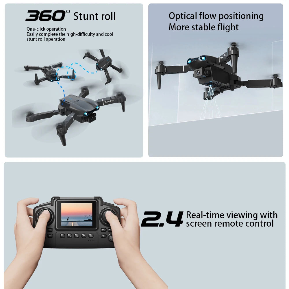 ZNLYRION RC Drone 4K Dual Camera  E99 PRO Optical Flow Obstacle Avoidance Foldable FPV Quadcopter Toy for Beginners