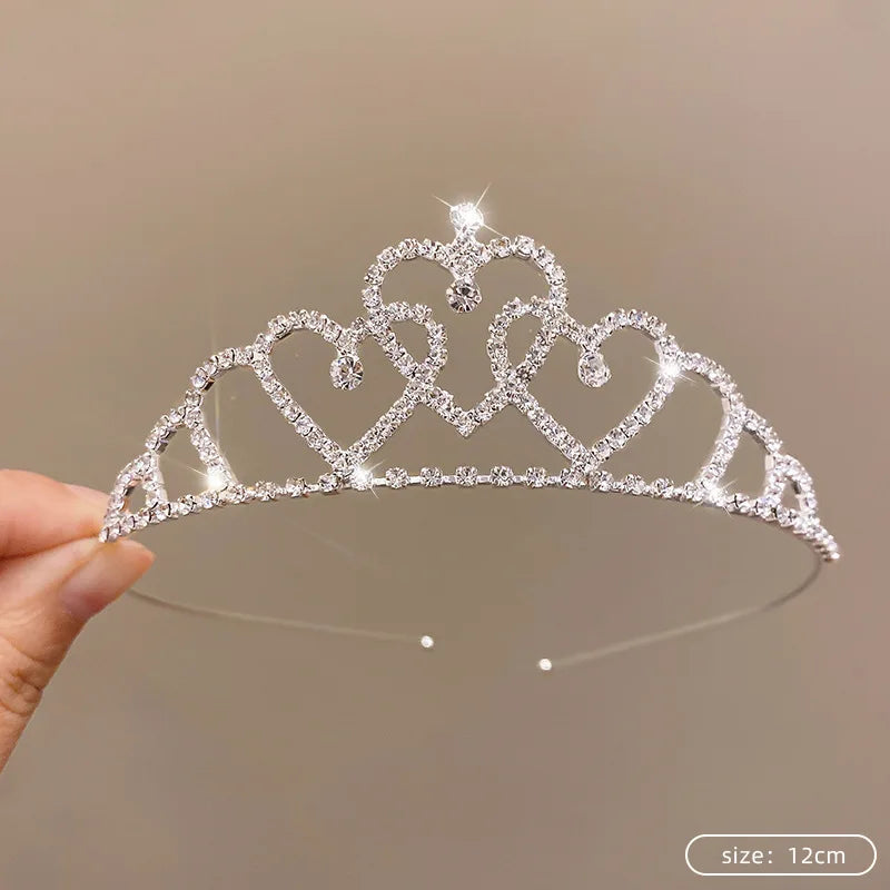 Children's Princess Crown Crystal Tiara Girls Hair Accessories High-end Atmosphere Dance Performance Birthday Gift Crown