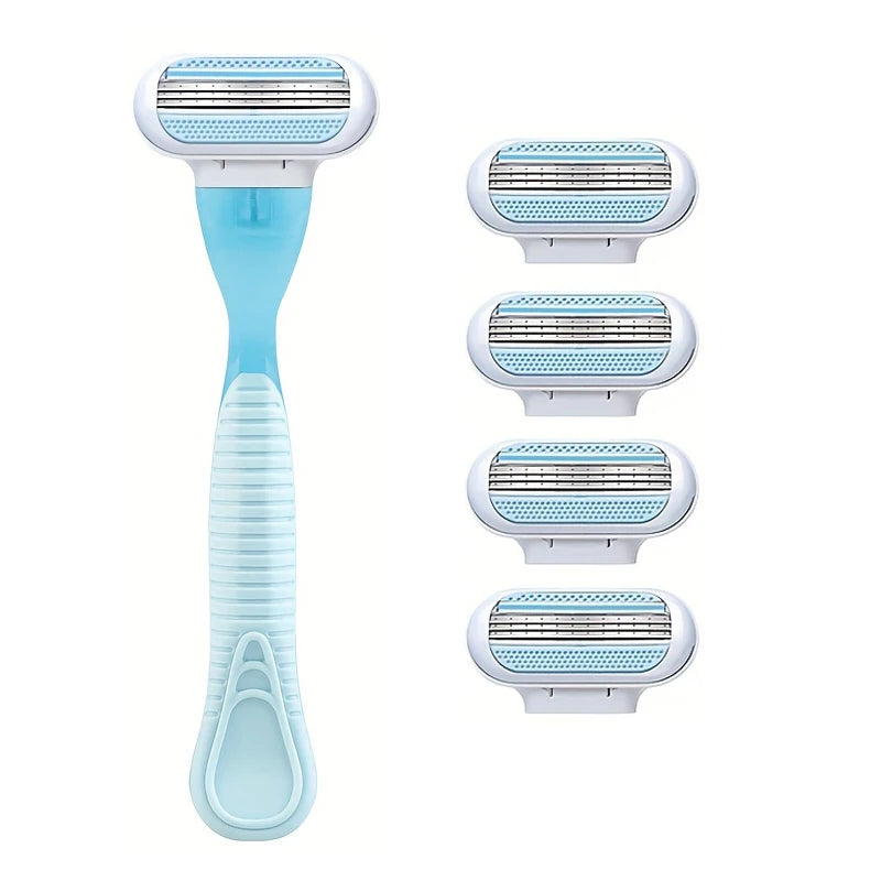 1handle 4blades Color Women’s Stainless Steel Safety Razor For Smooth Shaving