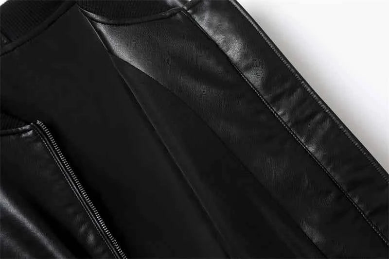 ZVRI Women's 2023 new vintage imitation leather bomber jacket coat top women's style