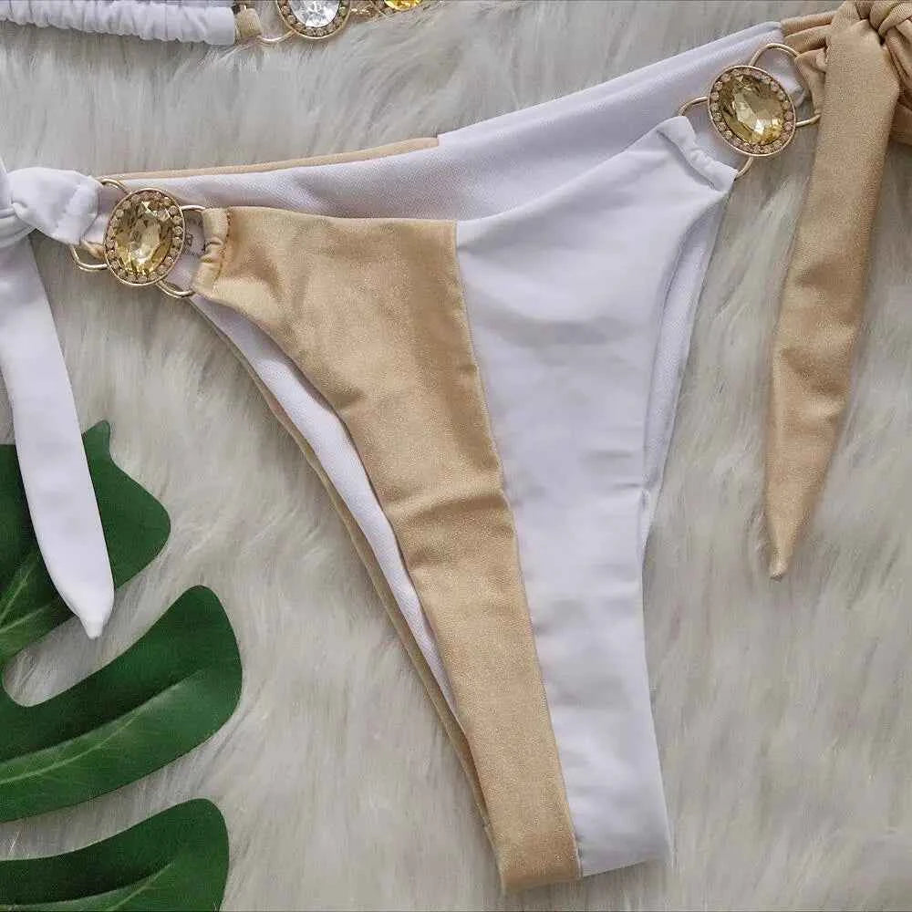 2026 Splicing Halter Diamond Bikini Women Swimsuit Female Swimwear Two Pieces Bikini Set Hollow Out Bathing Suit Swim Beach Wear
