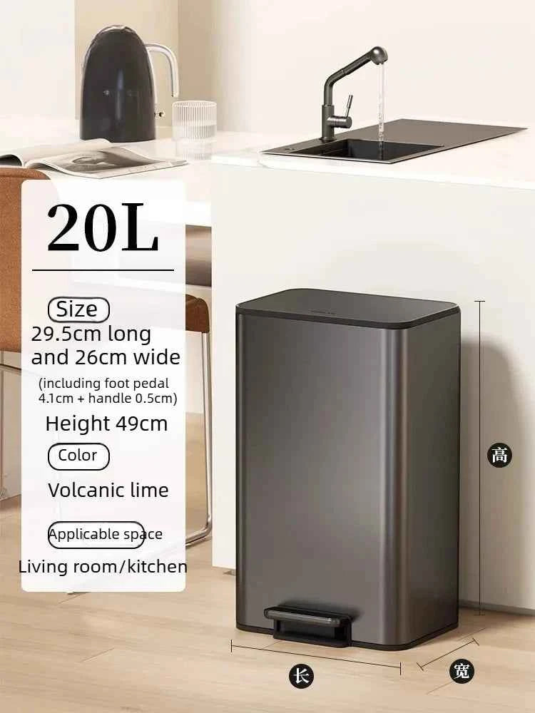 Kitchen Bin Large Large Capacity New Household Living Room Light Luxury High-grade Stainless Steel Italian Style Furniture