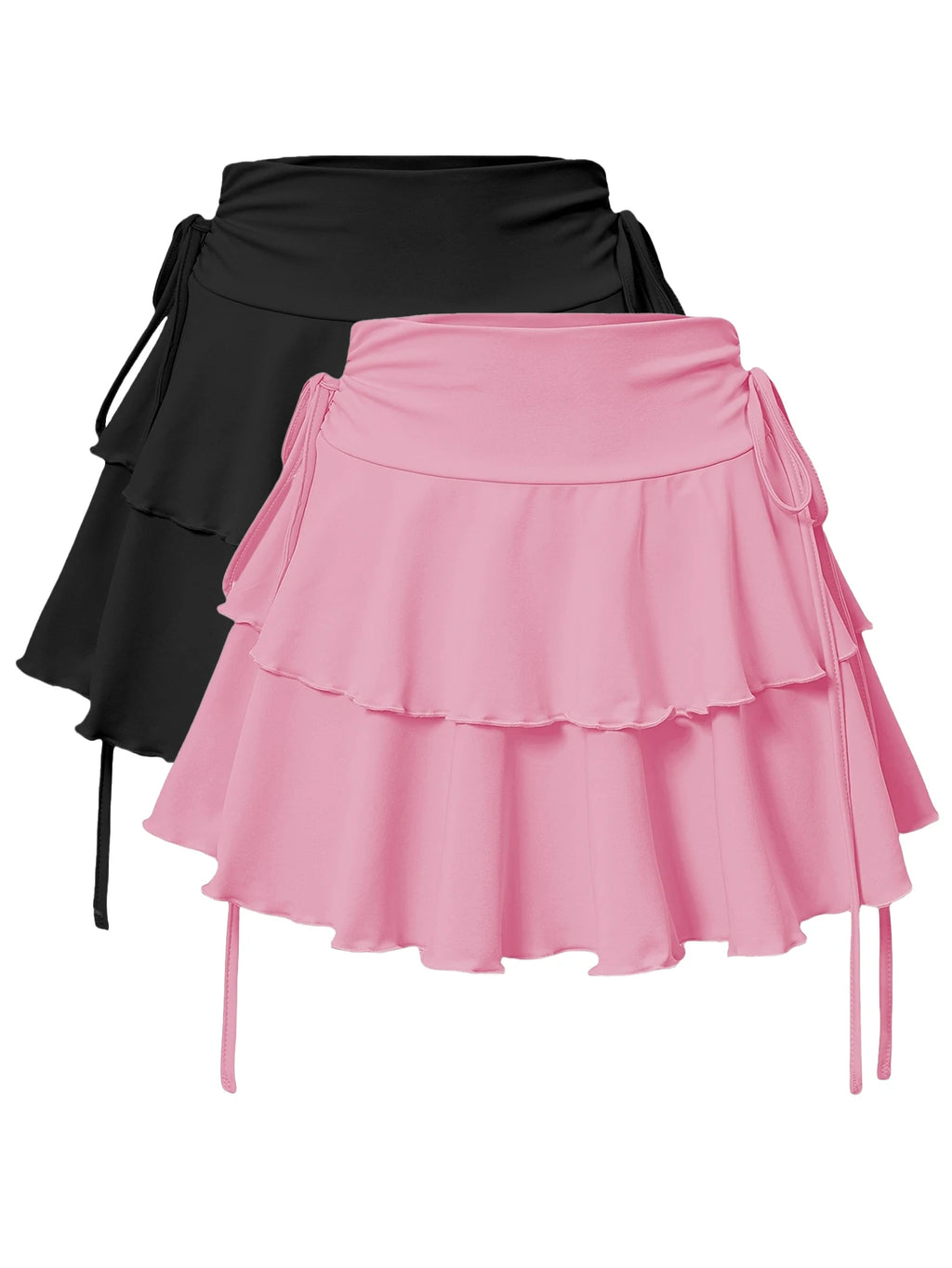 2025 New Solid Color Skirt Women Summer Fashion Outdoor Versatile High Waist Slim Fit Elastic Waist Sexy Mini Short Skirt 2Piece