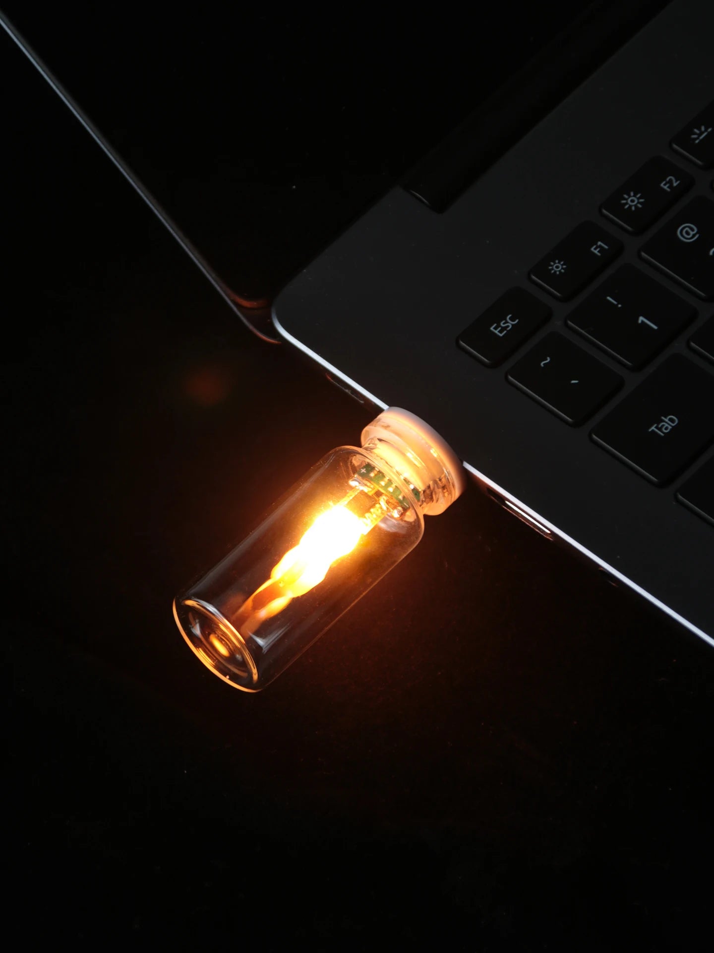 USB Flame Flickering LED Frosted Clear Glass Candle Night Light Simulated Flame for Car Home Room Laptop PC Festival Decoration