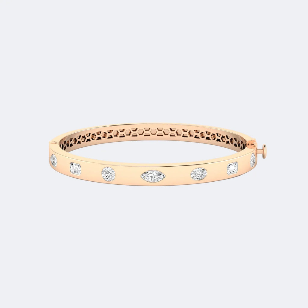 2.00CTW Mixed Cut Diamond Station Bangle Bracelet