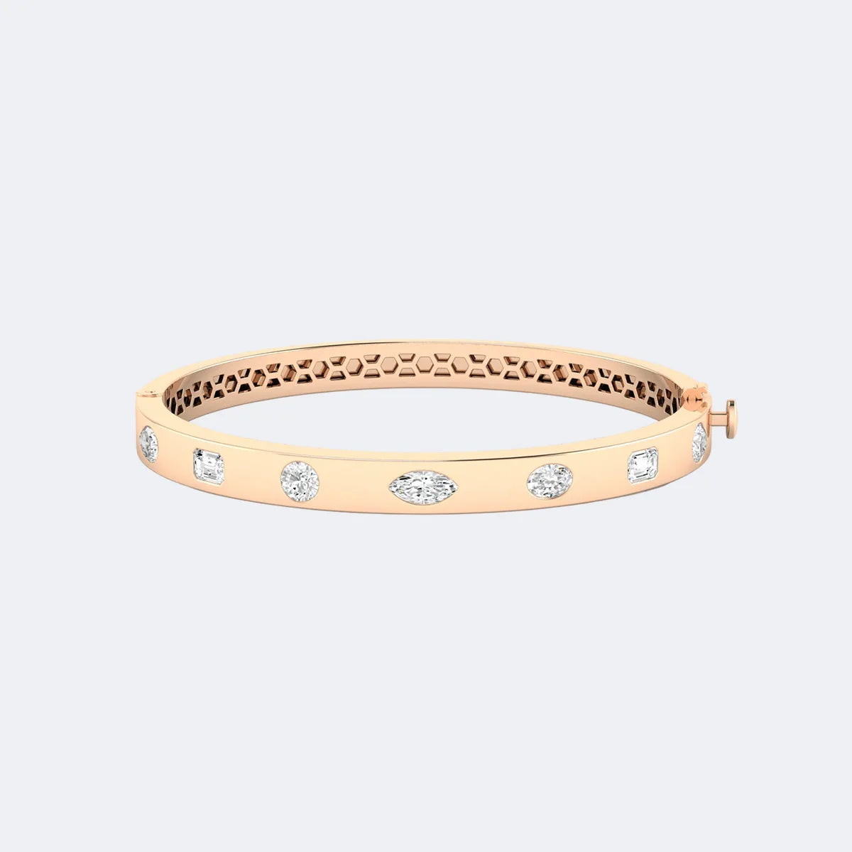 2.00CTW Mixed Cut Diamond Station Bangle Bracelet