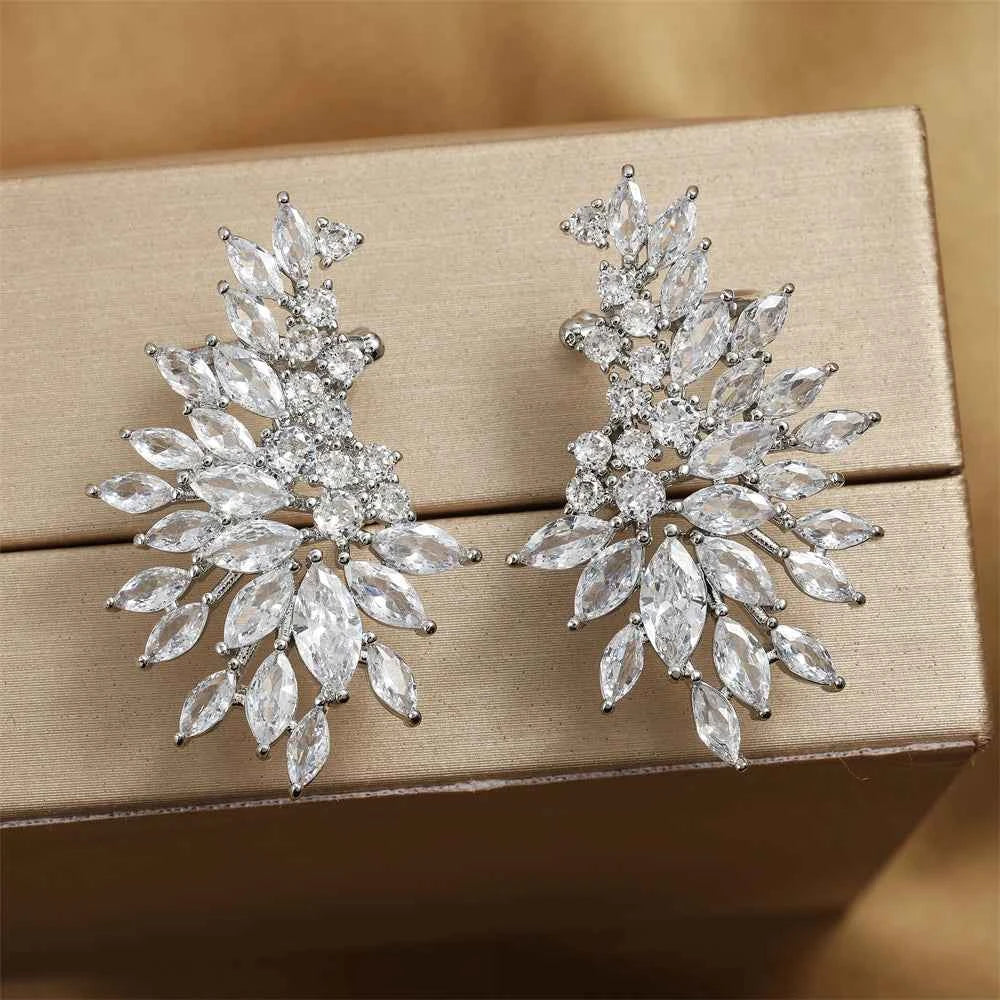 Yupsk Sparkling Cubic Zirconia Stud Earrings Gorgeous Female Wedding Party Fashion Ear Piercing Accessories for Women