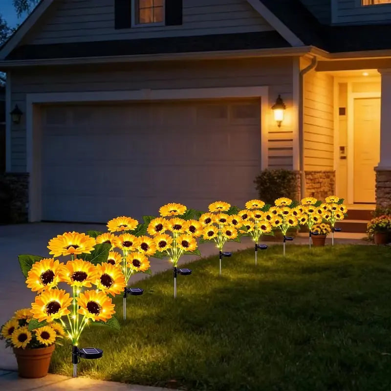 Solar Garden Lights Outdoor Sunflowers Garden Decor Lawn Lamp Waterproof Outdoor Decorations for Landscape Ard Patio Fence