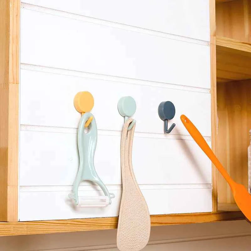 Self Adhesive Wall Hook Strong Without Drilling Coat Bag Bathroom Door Kitchen Towel Hanger Hooks Home Storage Accessories