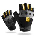 1Pair Work gloves Men Fingerless Mechanic Gloves Shock-Grip, Anti-Collision yellow For wowen men