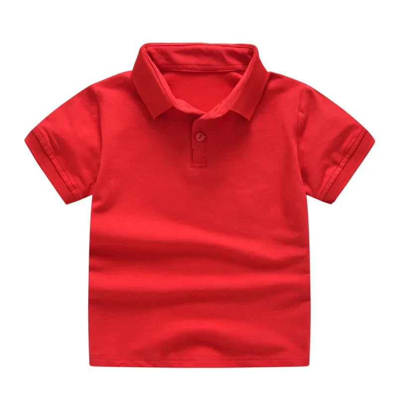 Summer Baby Boys Short Sleeve Solid Polo T-shirt Kids Cotton Clothes Toddler Girls Classical Polos T Shirt Tops School Uniform