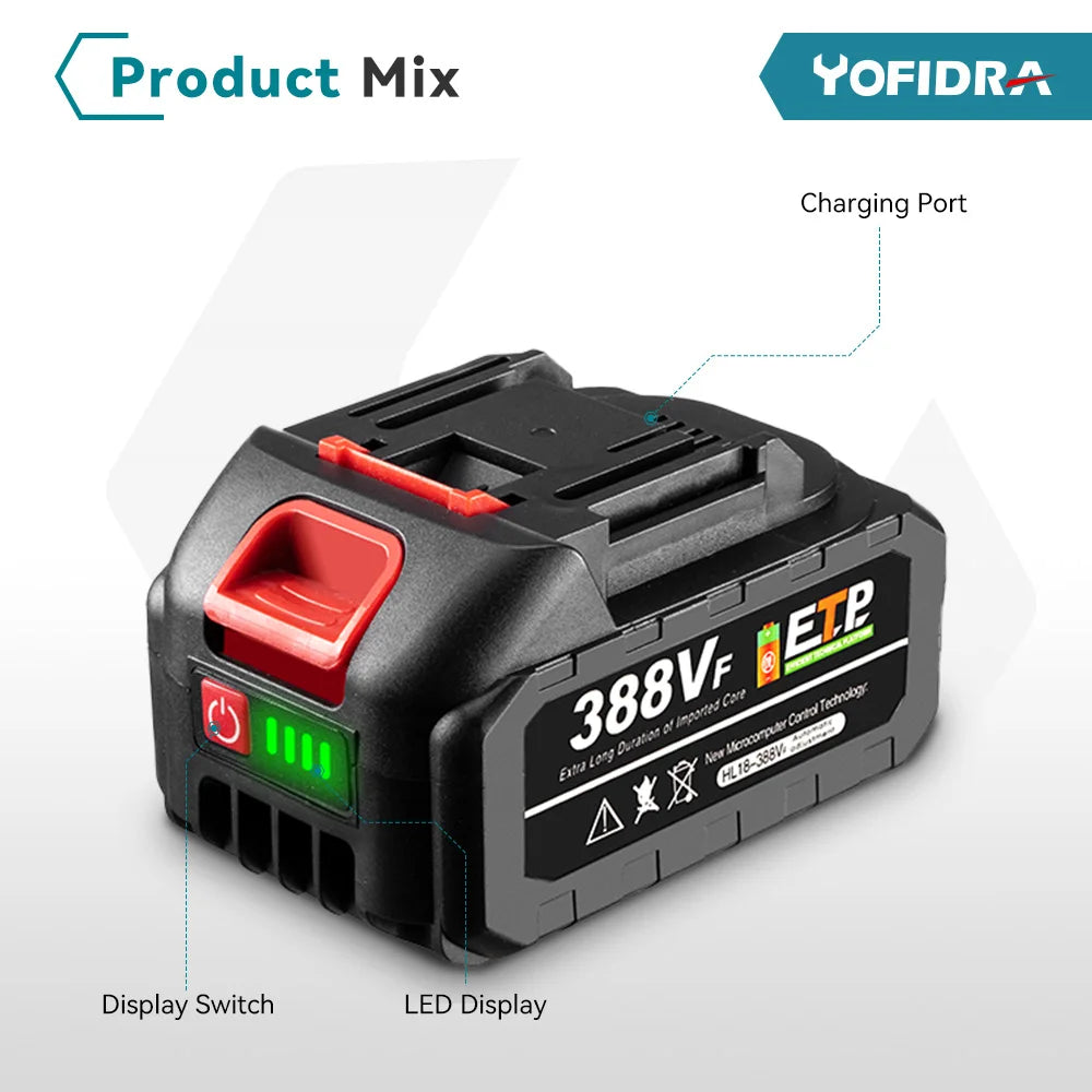 YOFIDRA 4 Gears Brushless Angle Grinder 125mm Cordless Cutting Polishing Cutting Machine Power Tool For Makita Battery Pin