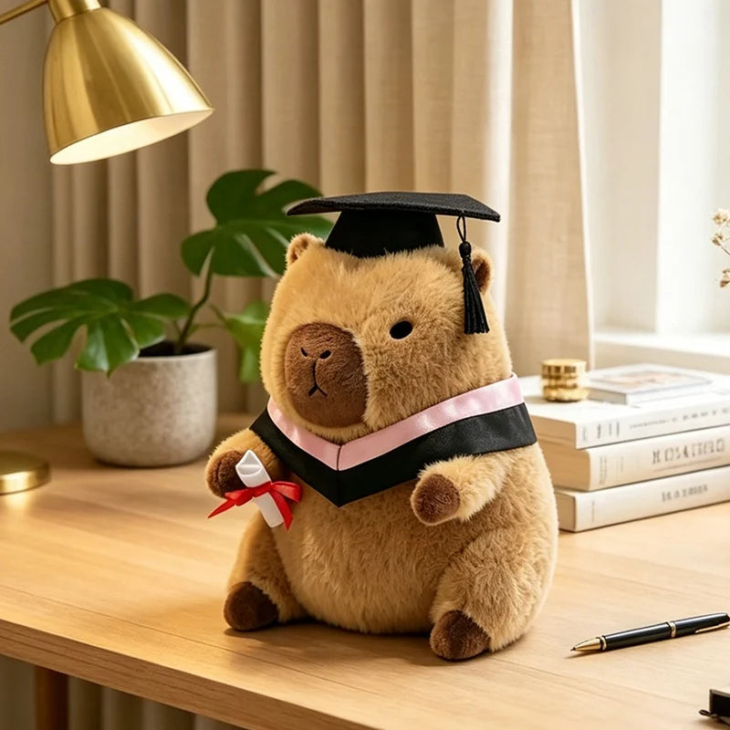 23cm Cute Graduation Capybara Plush Doll Doctor Cap Bear Animal Plush Stuffed Home Party Decor Gift For Kids Graduation Gifts