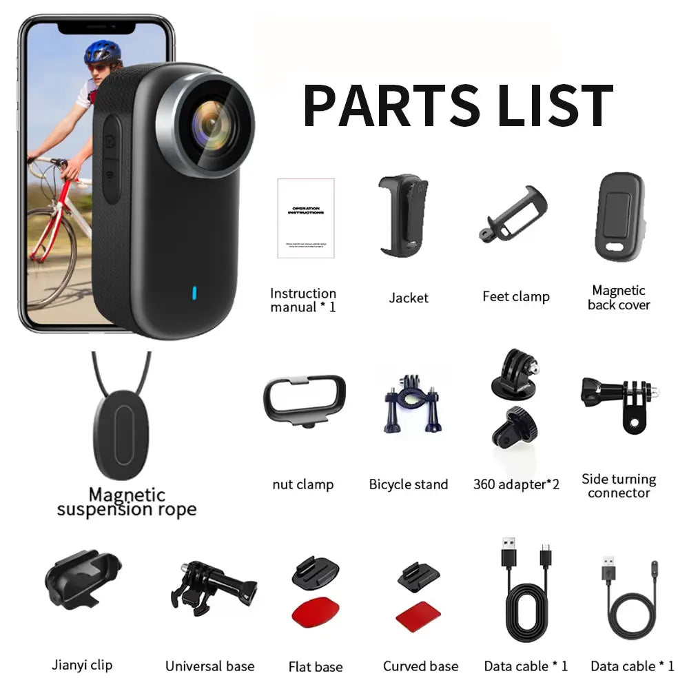 4K Mini Thumb Sports Camera Magnetic Pocket Action Pet Camera  Wearable Bodycam Miniature Waterproof Motorcycle Helmet Camcorder