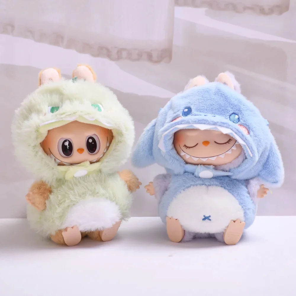 Doll Clothes For 15-17cm Labubu Pendant Sitting Baby Bee Dinosaur Shark Labubu Dolls Accessories Cute Decoration Little Clothes