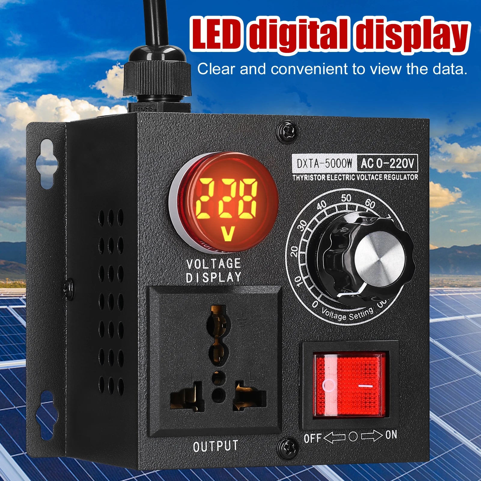 Portable Variable Monophase Voltage Controller Temperature Speed Light Adjuster AC220V 5000W Stepless Voltage Regulator