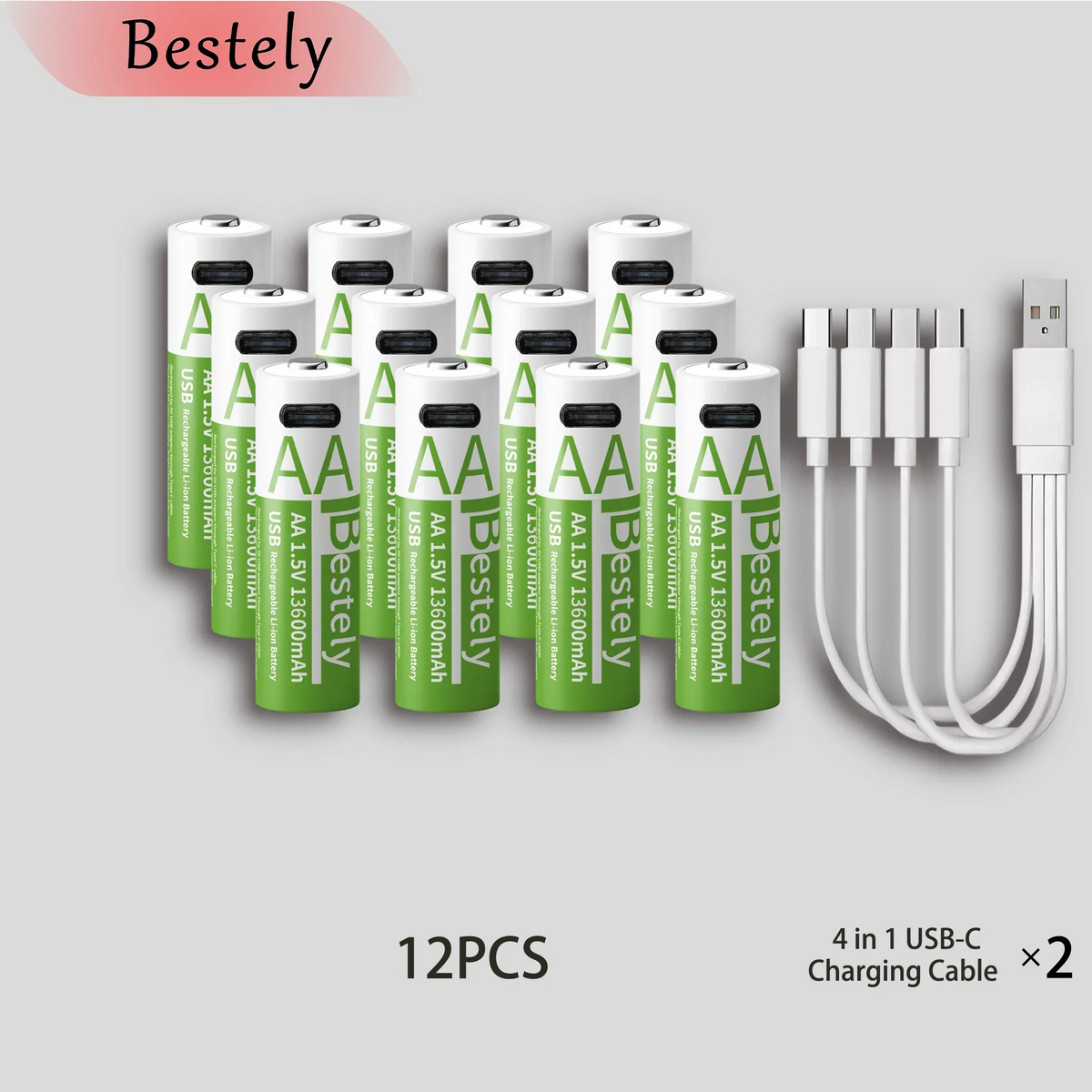 12 pcs batteries Color 1.5V AA USB Rechargeable Lithium Battery 13600mAh