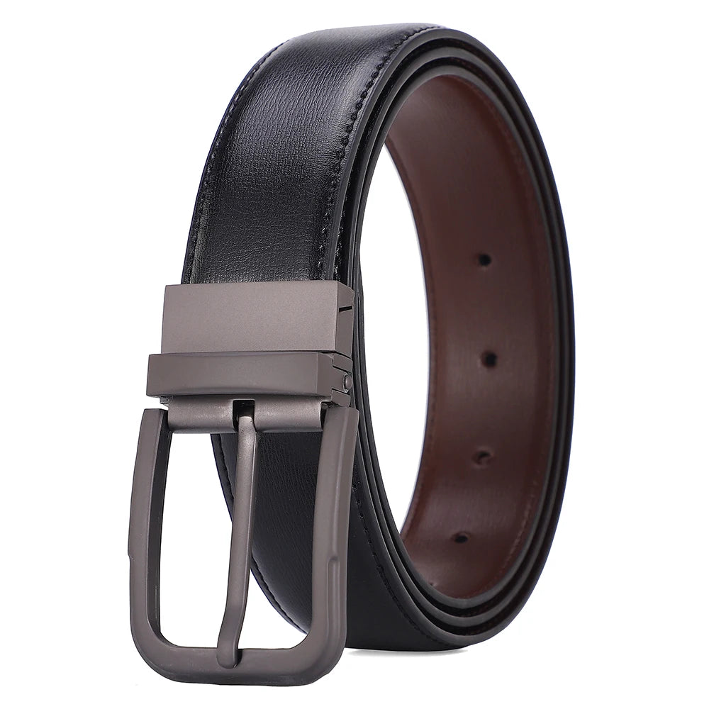 Reversible Pin Buckle Men's Belts Real Leather Male Belt for Man High Quality Designer Fashion Jeans Waist Strap Luxury Business