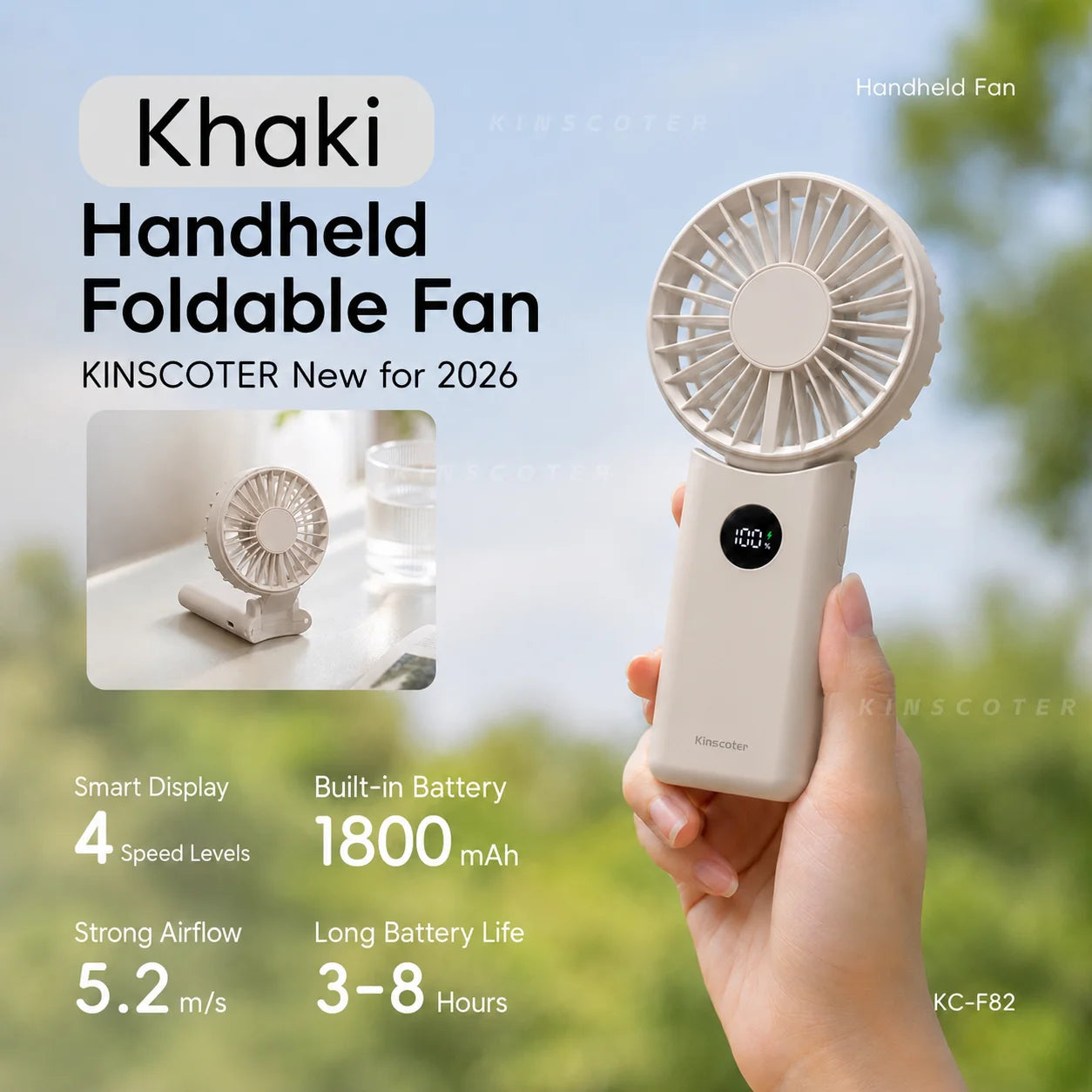 New Handheld Personal Fan Portable Mini USB Hand Fan 3600mAh Rechargeable Mini Fan with Stepless Speed Control Display Nightligh