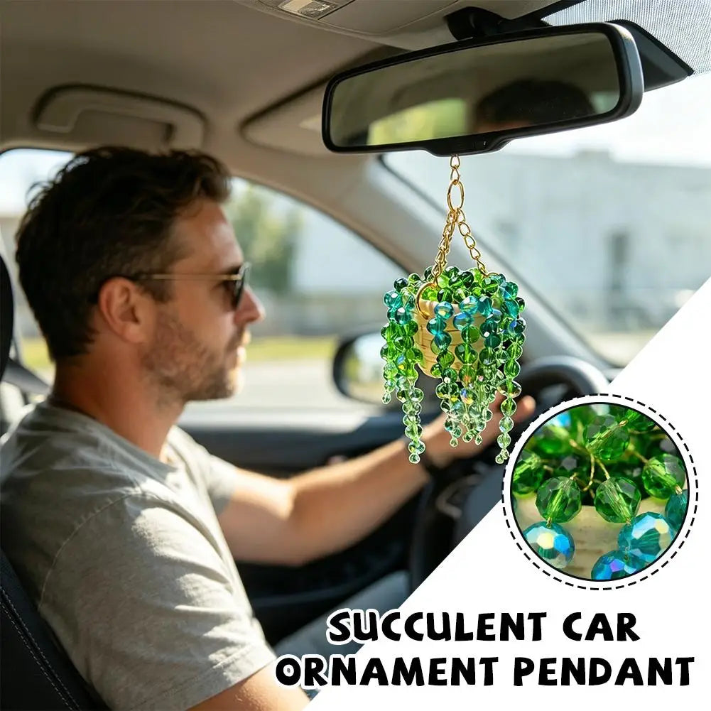 Basket Shaped Mirror Decor Stylish Car Interior Decoration Crystal Sun Plant Hanger Bohemian-Style Decor Enthusiast For Home