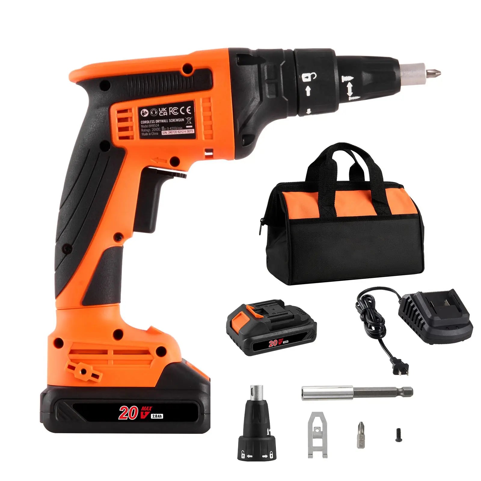 "20V Max Brushless Cordless Drywall Screw Gun Kit with 2 Battery Packs & Charger"