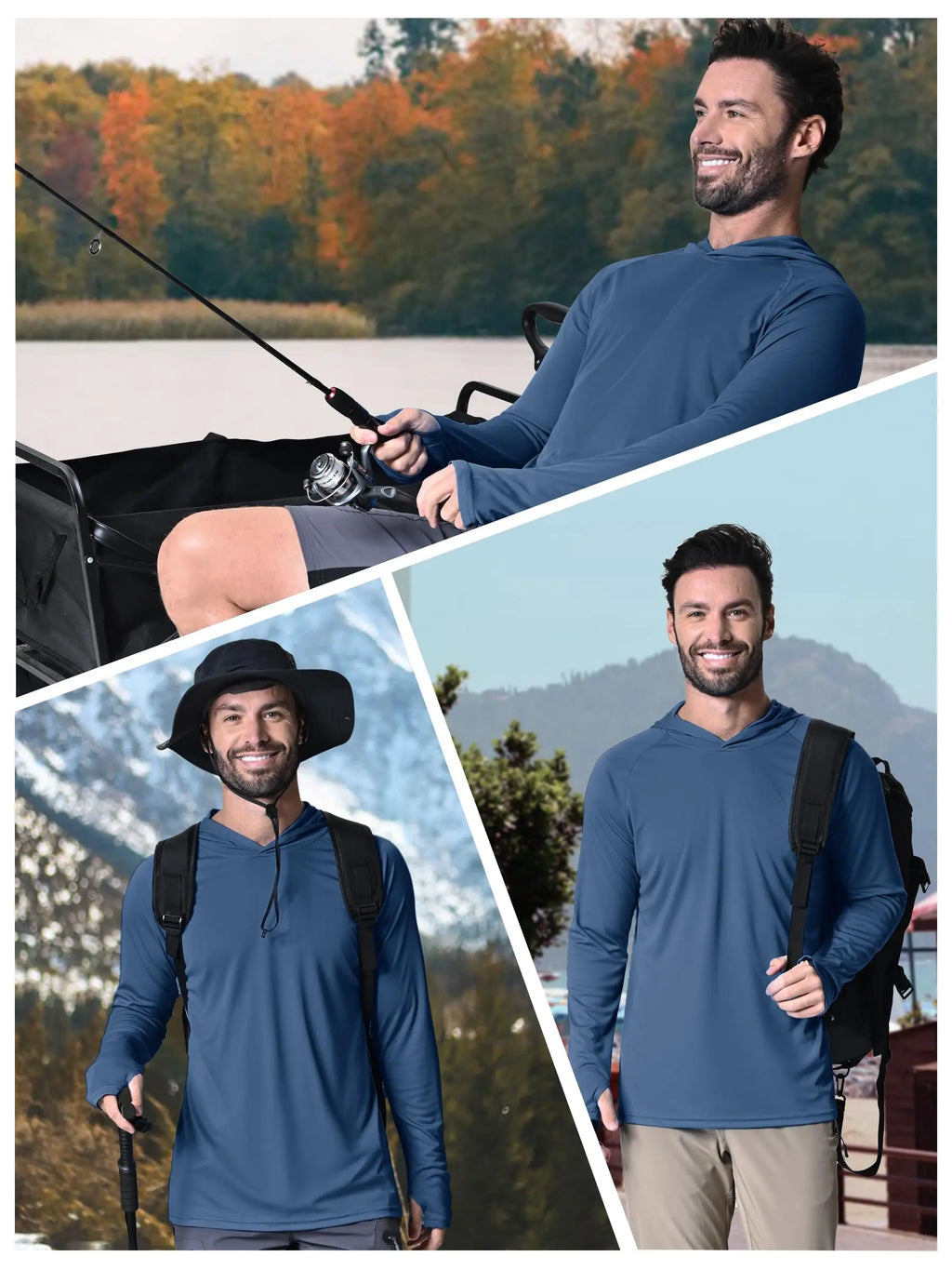 TACVASEN Sun Protection Shirts Mens Long Sleeve Hoodie Casual UV-Proof T-Shirts Breathable Lightweight Quick Dry T shirts Swim