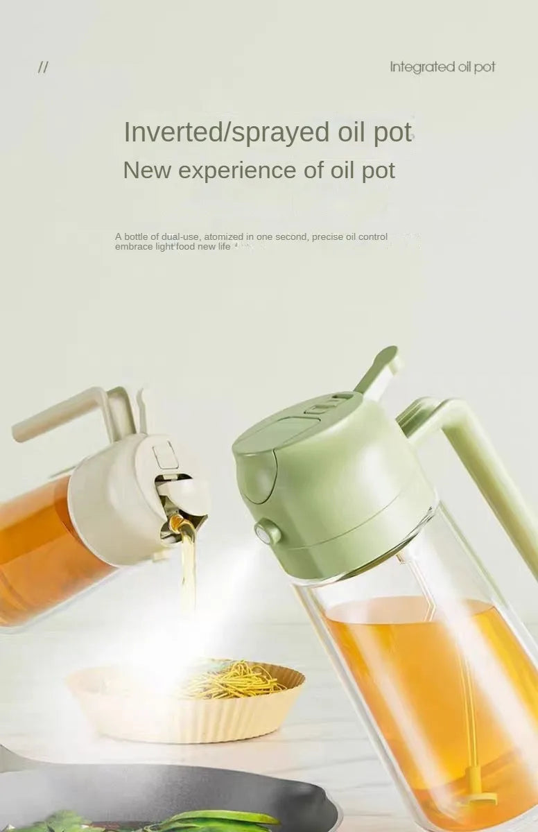 2-in-1 Plastic Oil Dispenser Sprayer 16oz Leakproof Olive Oil Bottle for Cooking Air Fryer BBQ  Picnic Kitchen Tools