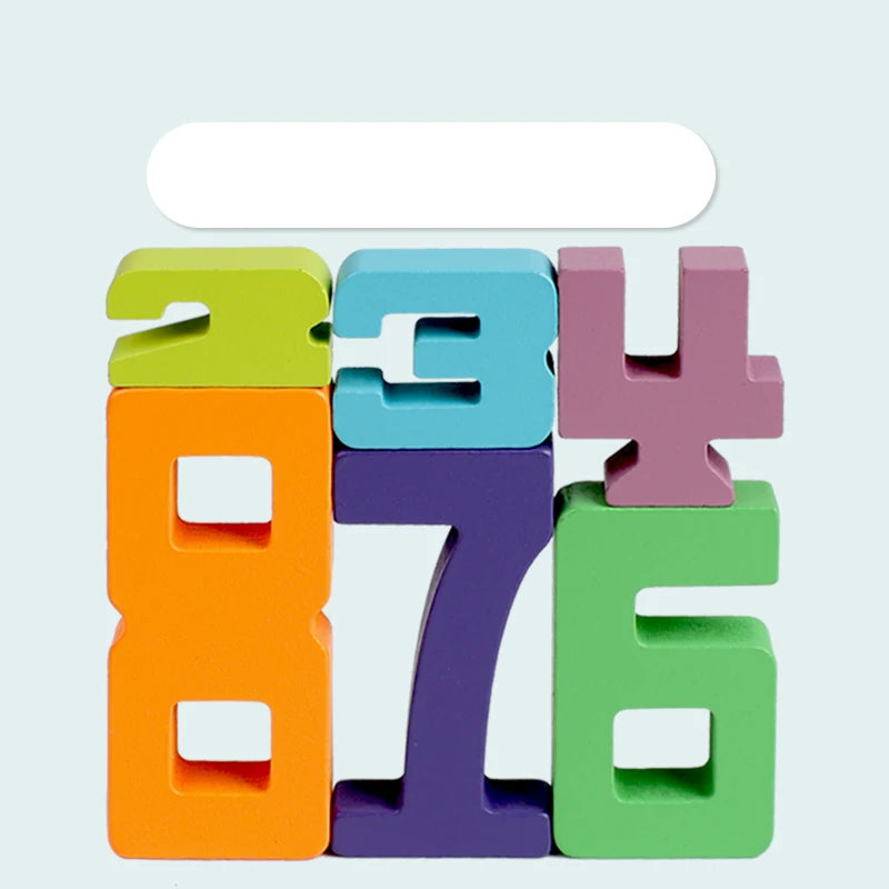 Wooden Digital Building Blocks, Number Stacking Blocks, 15pcs Double-Sided Cards, Children's Educational Toy For Math Learning