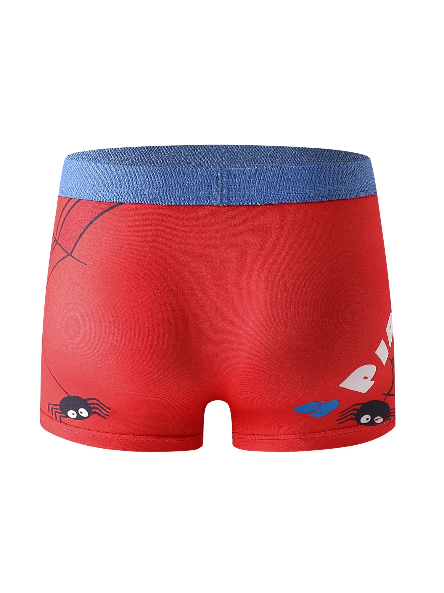 5-Piece Mixed Pack of Boys' Underwear with Spider Print, Cartoon Design, Soft and Comfortable, Casual Cool Street Style for Boys Aged 4-10