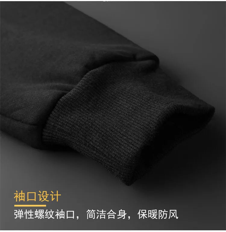 Men Winter Lambswool Zipper Hoodies Cotton Jacket Men's Thicker Plus Size Warm Jacket Top Fleece Black Coats Male Jackets