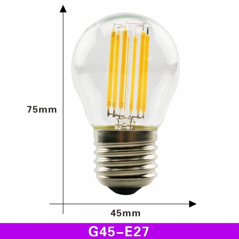 LED Retro Edison Bulb E14 E27 AC 220V 2W 4W 6W 8W Vintage Glass Lamp C35 G45 A60 ST64 G80 G95 G125 Led Filament Light Home Decor