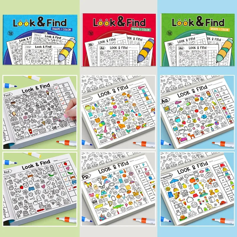 Kids Hidden Object Coloring Book Look&Find Activity Workbook Educational Puzzle Book for Visual Perception Focus and Attention