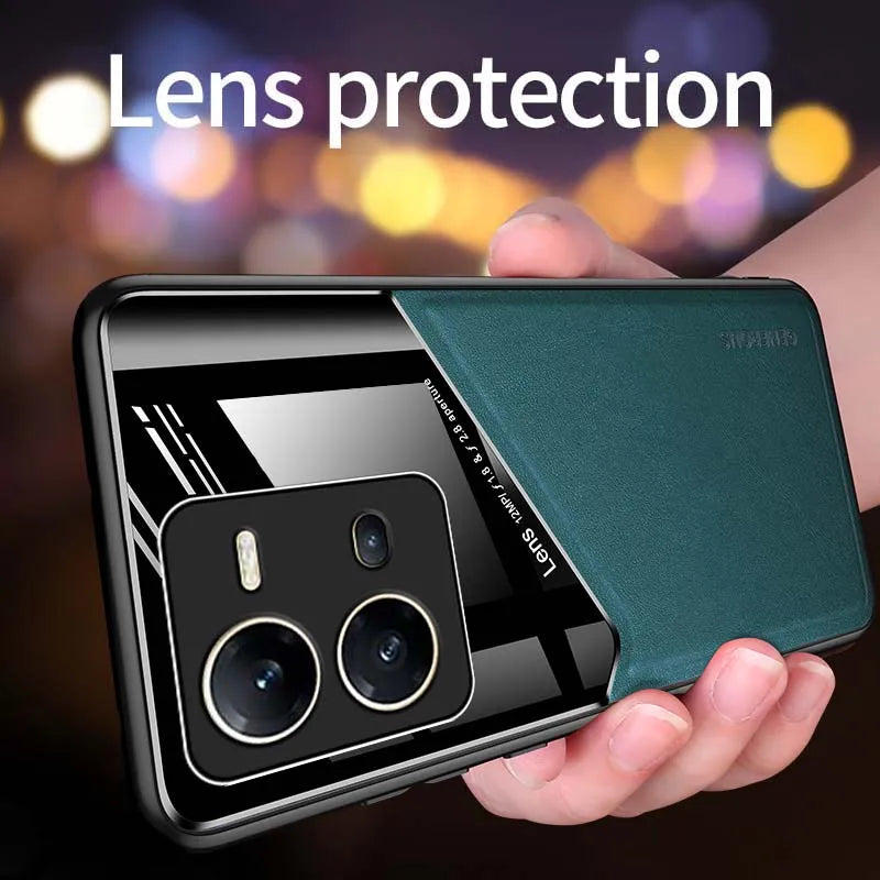 Luxury Magnetic Leather Glass Phone Case For VIVO V25 V25E Pro Ultra Thin Soft Matte Back Camera Protector Film Cover Shell