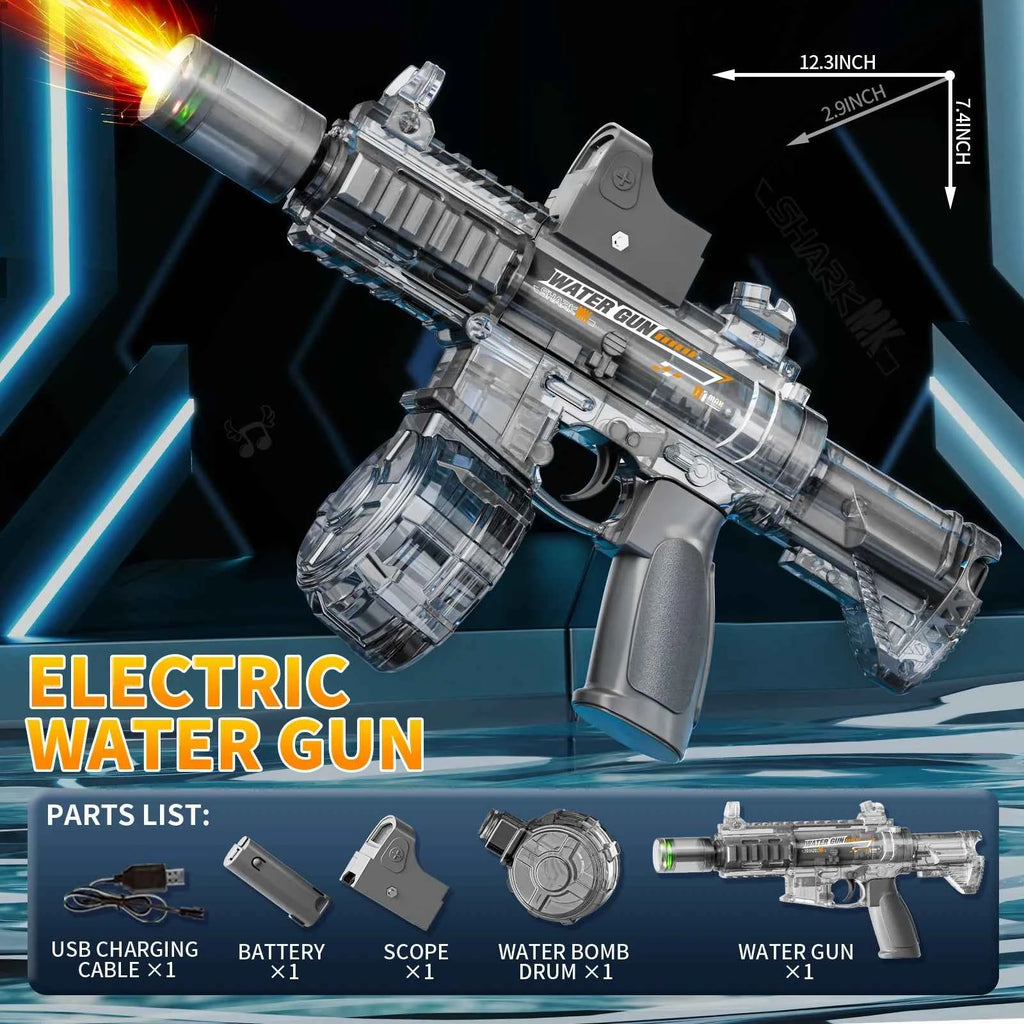 New M416 Electric Water Gun With light Sprays Flame Effect Continuously High-pressure High-speed Powerful Outdoor Water Gun Toys