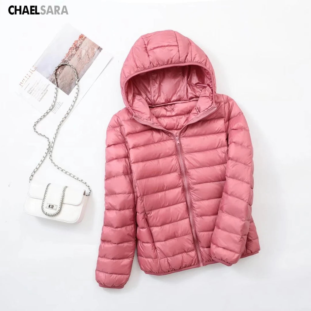 Ultra Light White Duck Down Jacket for Women, Warm Coat for Lady, Female Hooded Parka, Plus Size, 7XL, Autumn and Winter 2024