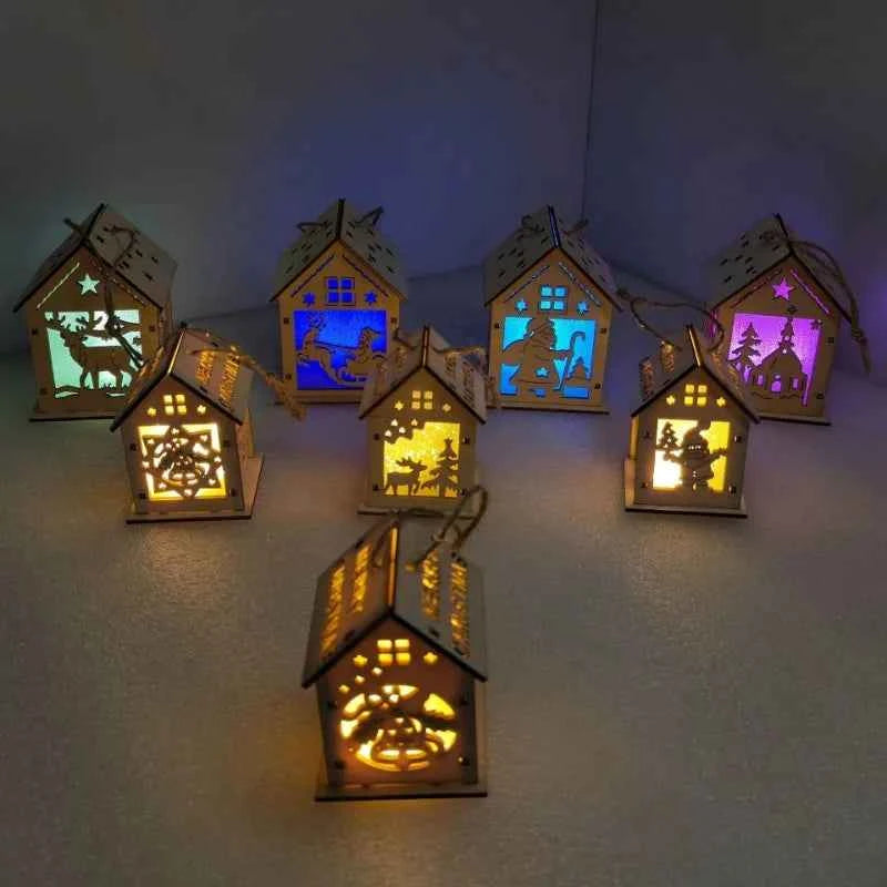 New Holiday Wooden Decorations for Christmas Houses, Wooden Cabin Ornaments, Handmade Wooden Crafts, Christmas Ornaments