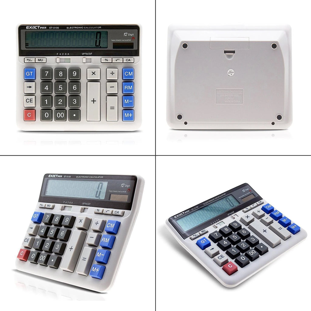 Large Computer Electronic Calculator Counter Solar & Battery Power 12 Digit Display Multi-functional Big Button  for Office