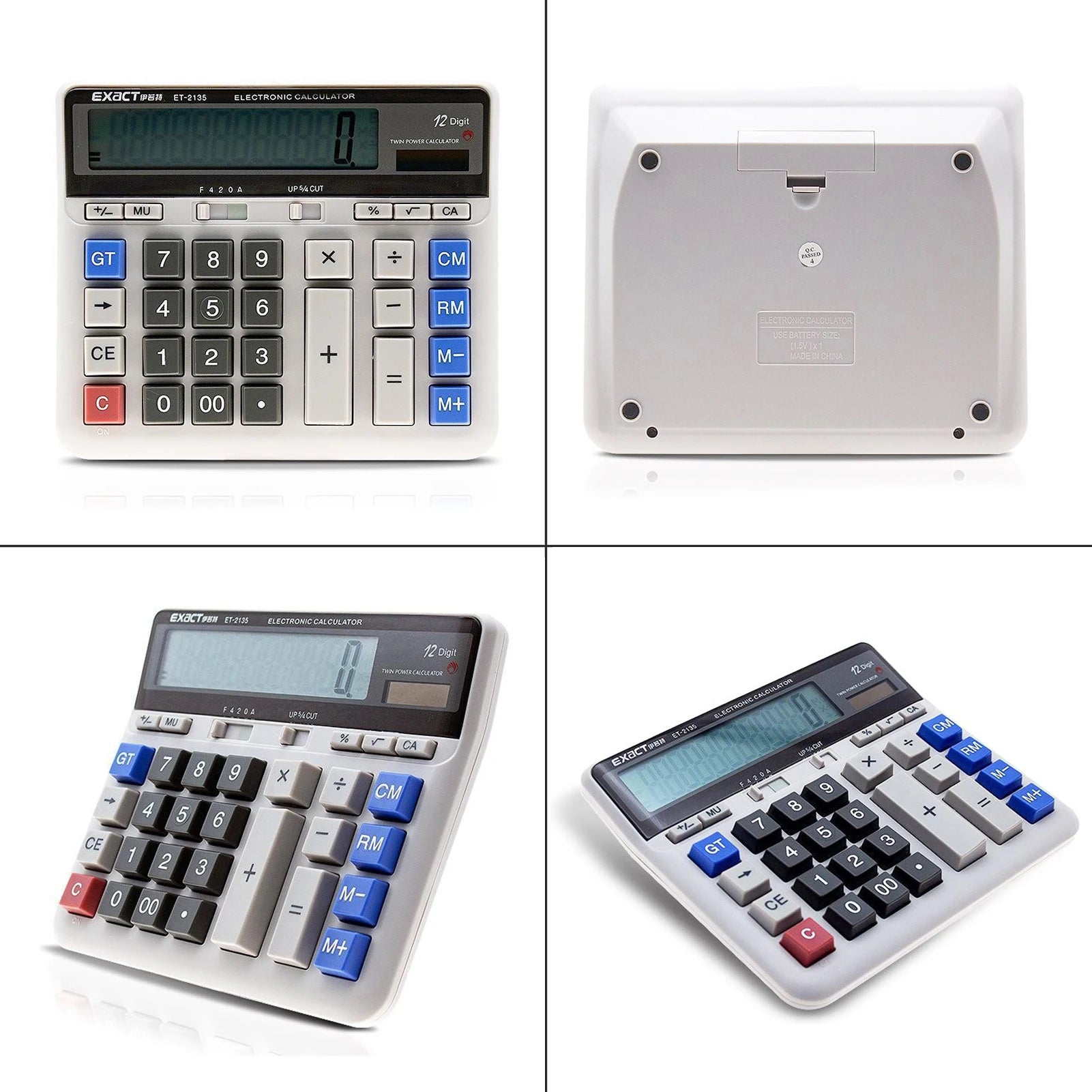 Large Computer Electronic Calculator Counter Solar & Battery Power 12 Digit Display Multi-functional Big Button  for Office