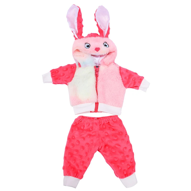 18 Inch Baby Doll Winter Clothes Set Crochet Sweater Scarf Hat Gloves New Year Apparel for 43 Cm Girl Dolls