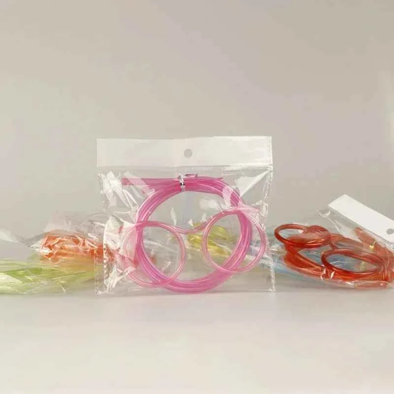 Straw Glasses Funny Soft PVC Glasses Flexible Drinking Straws Kids Party Supplies Bar Supplies Creativity Toy Kids Gift