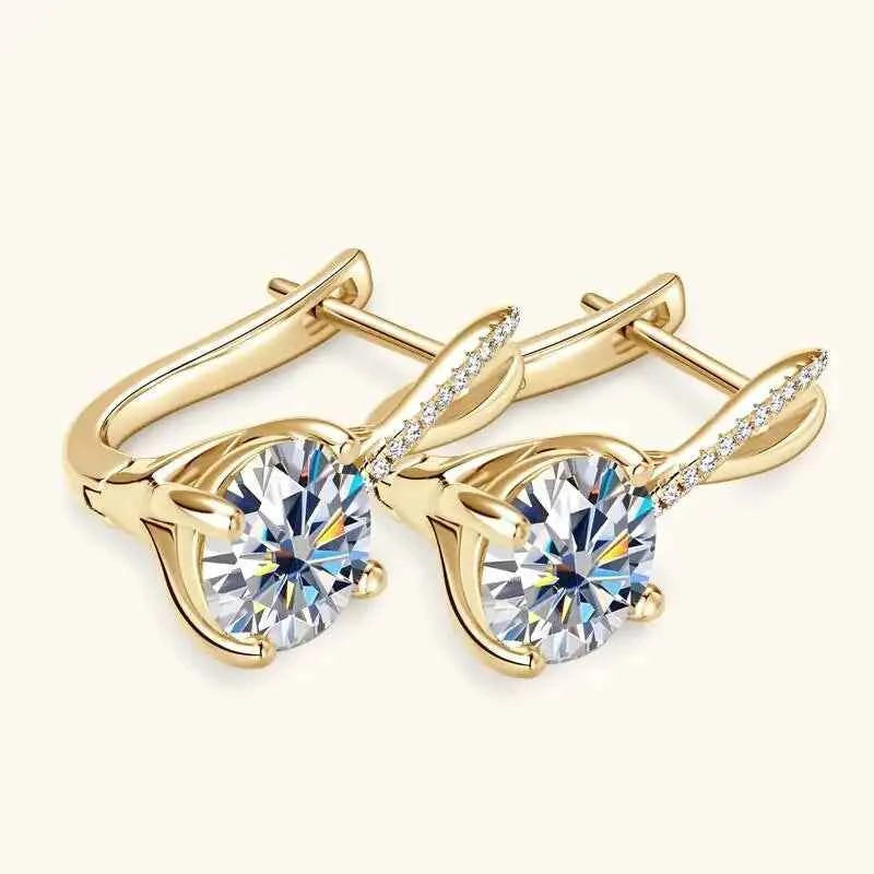 Taoyu D2.0CT Moissanite Drop Hie Earrings Real Silver Women Gold Plated Hoops Infinite Earring Certified Wedding Jewelry