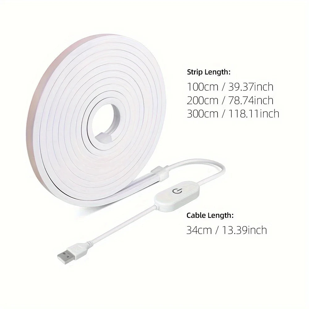 LED Strip Neon Light USB DC 5V Dimmable Touch Sensor Switch Flexible Silicone Neon Sign Tape Waterproof For Outdoor Room Decor