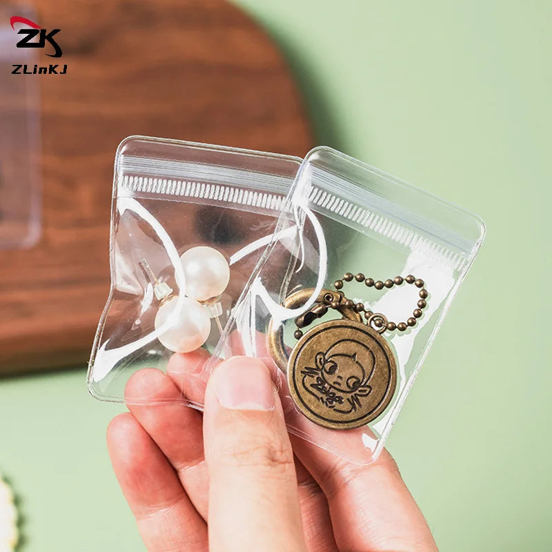 (ZYDD01) 100pcs Jewelry Organizer Pouch Bags Mini Transparent PVC Anti-Oxidation Earring Pendant Necklace Bracelet Storage Bags