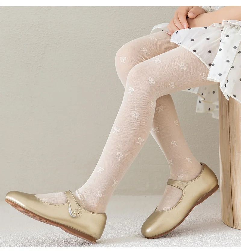 Summer Kids Thin Tights Girls Fashion Bow Print Stockings Baby Mesh Breathable Princess Pantyhose Children Ballet Dance Leggings
