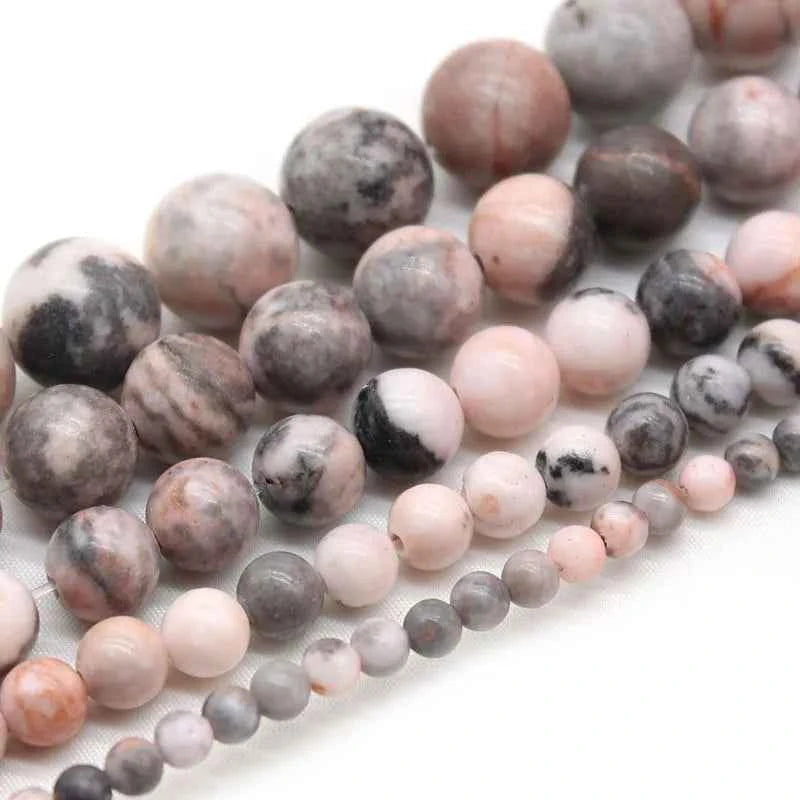 4/6/8/10/12mm natural stone beads Matte Pink Zebra Jaspers round loose bead spacer Beads for jewelry Making Bracelet Necklace 15
